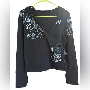 Elegant Black Embroidered Women's Hoodie